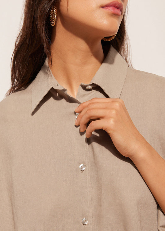 Short Linen and Viscose Shirt