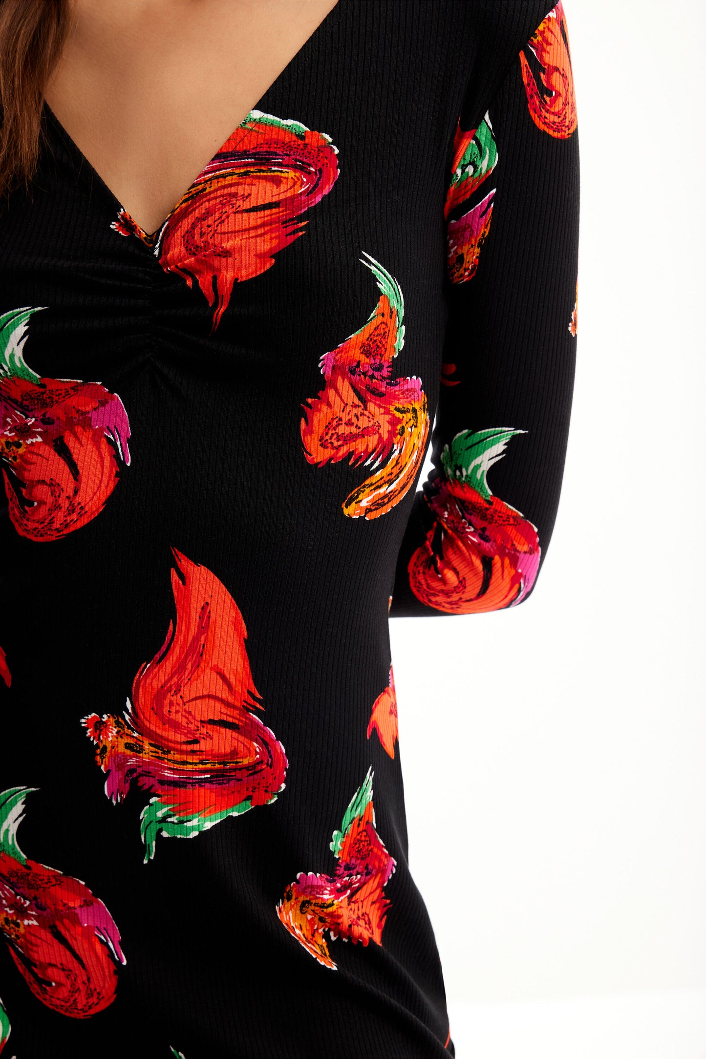 Ribbed floral mini dress