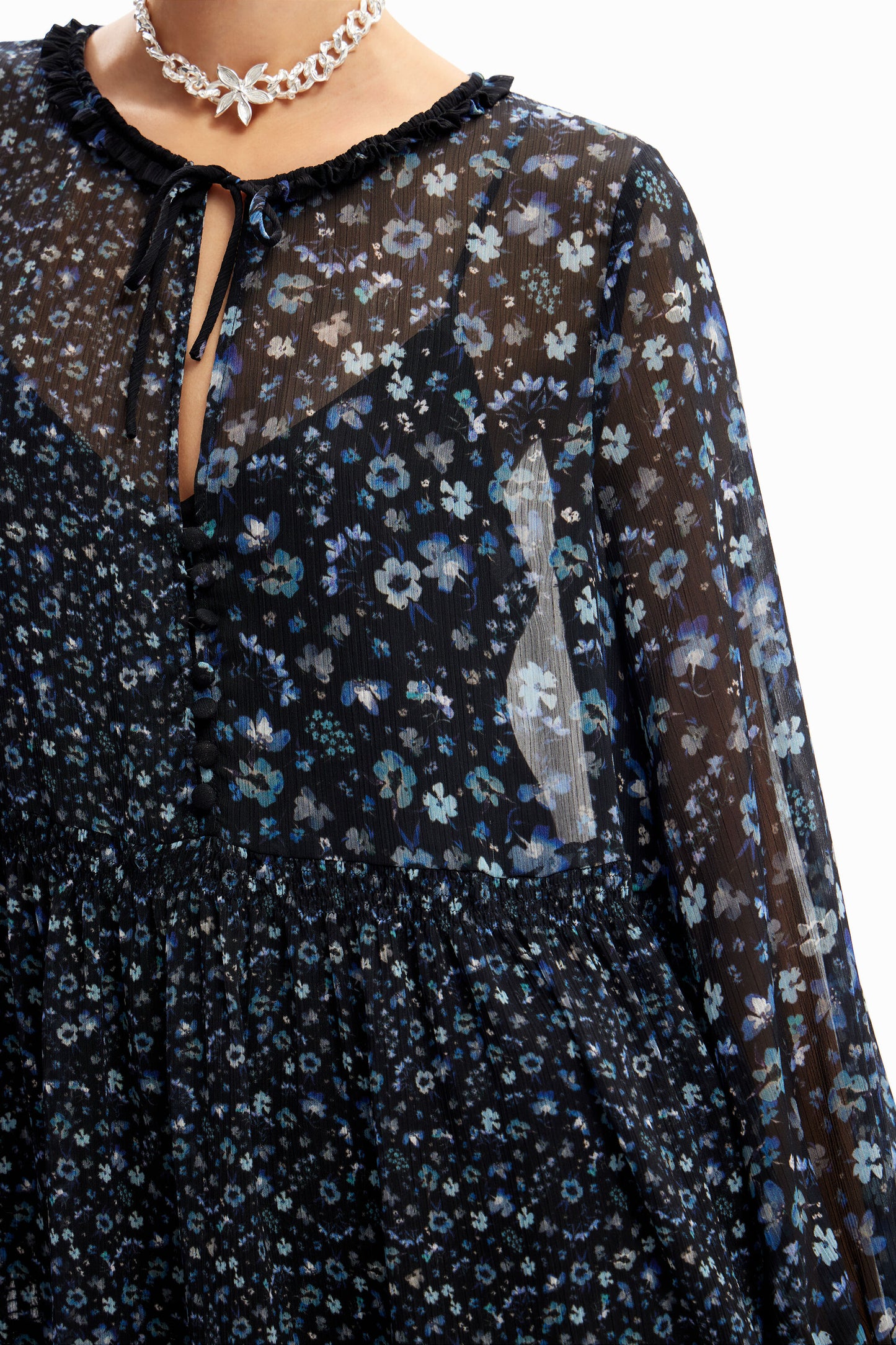 Short floral chiffon dress