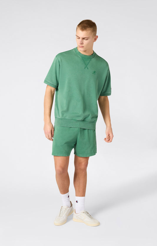 Men's Washed Effect Short Sleeve Crewneck Sweatshirt Icons