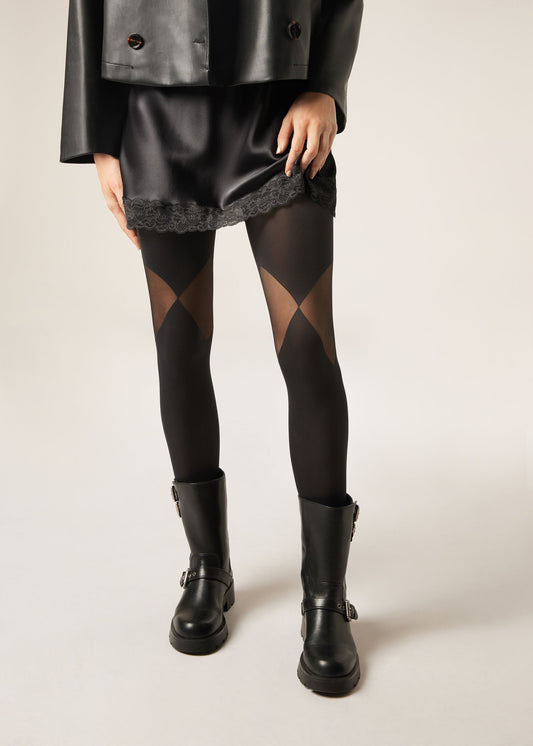 Sheer Insert Opaque Tights