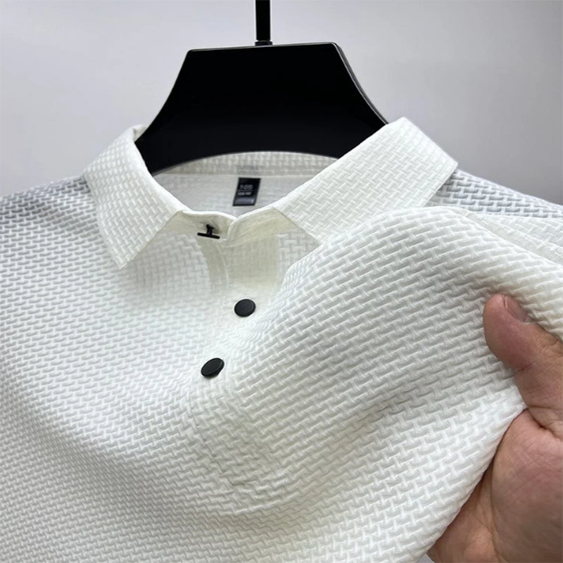 Men's Comfortable Breathable Summer Mesh V-neck Short Sleeve POLO Shirt