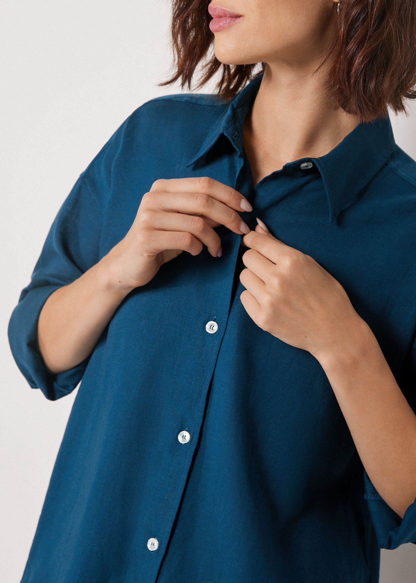 Short Linen and Viscose Shirt