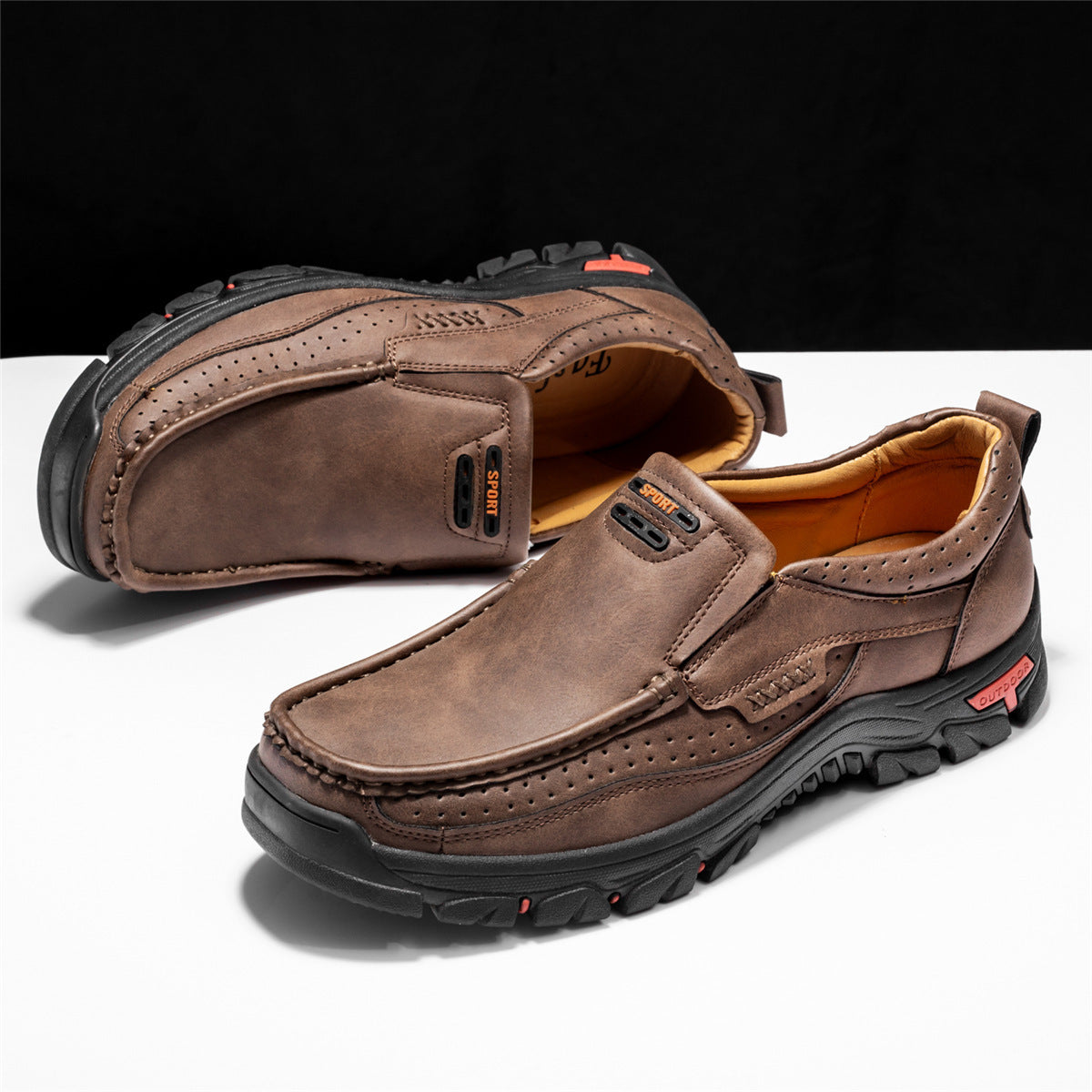 Men's Non-slip Walking Leather Lightweight Breathable Casual Loafers