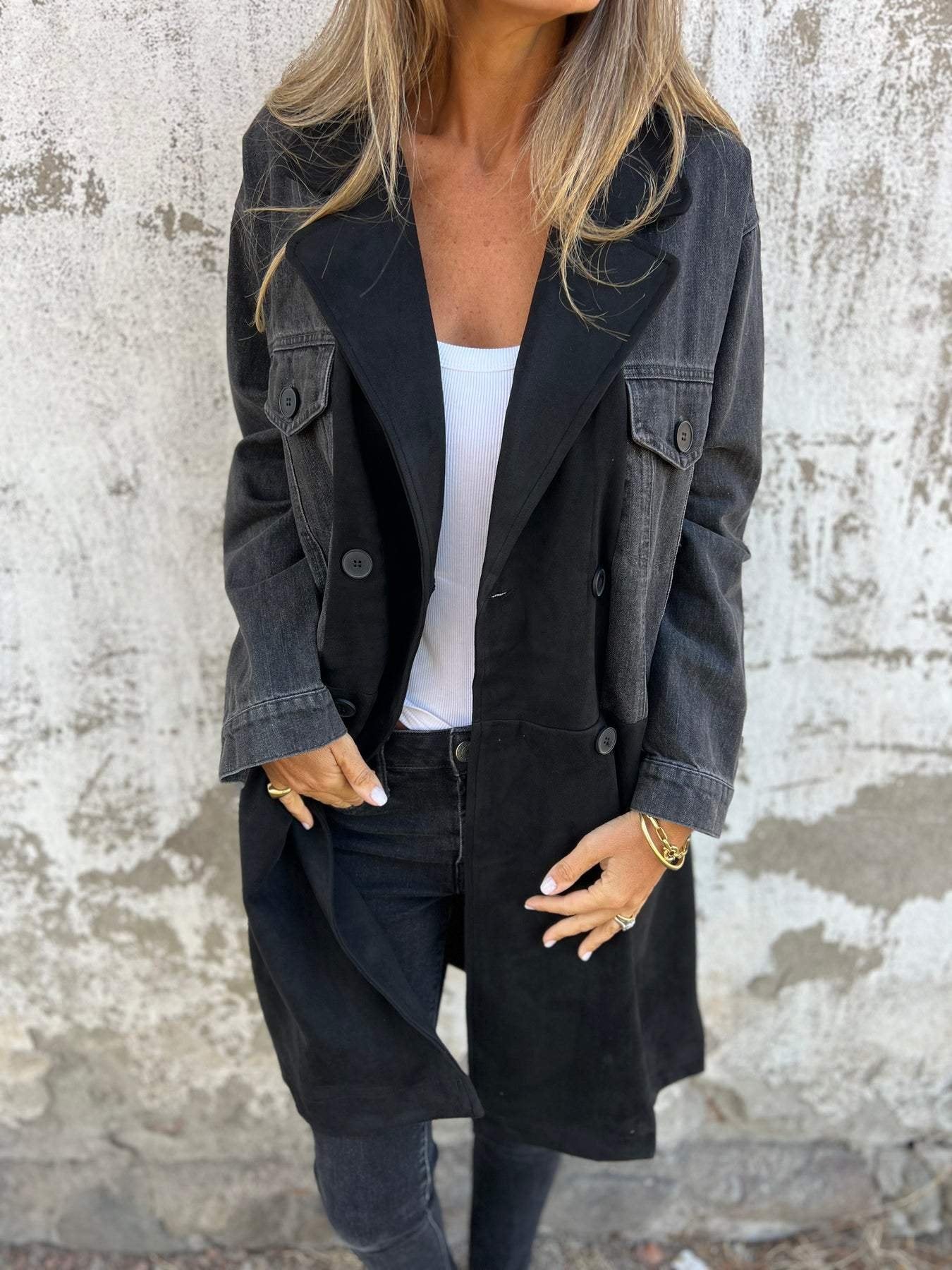 Lapel Denim Patchwork Design Jacket (Buy 2 Free Shipping)
