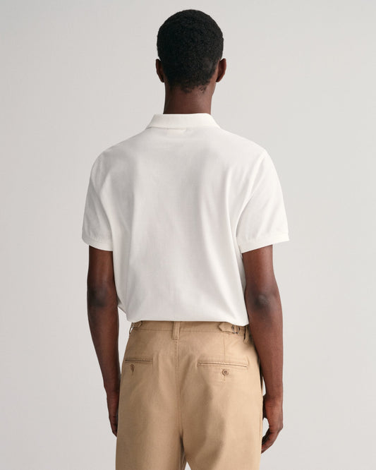 Men's Regular Fit Shield Piqué Polo Shirt - WHITE