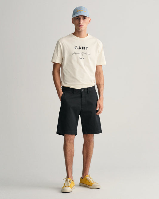 Men's Slim Fit Twill Shorts - BLACK