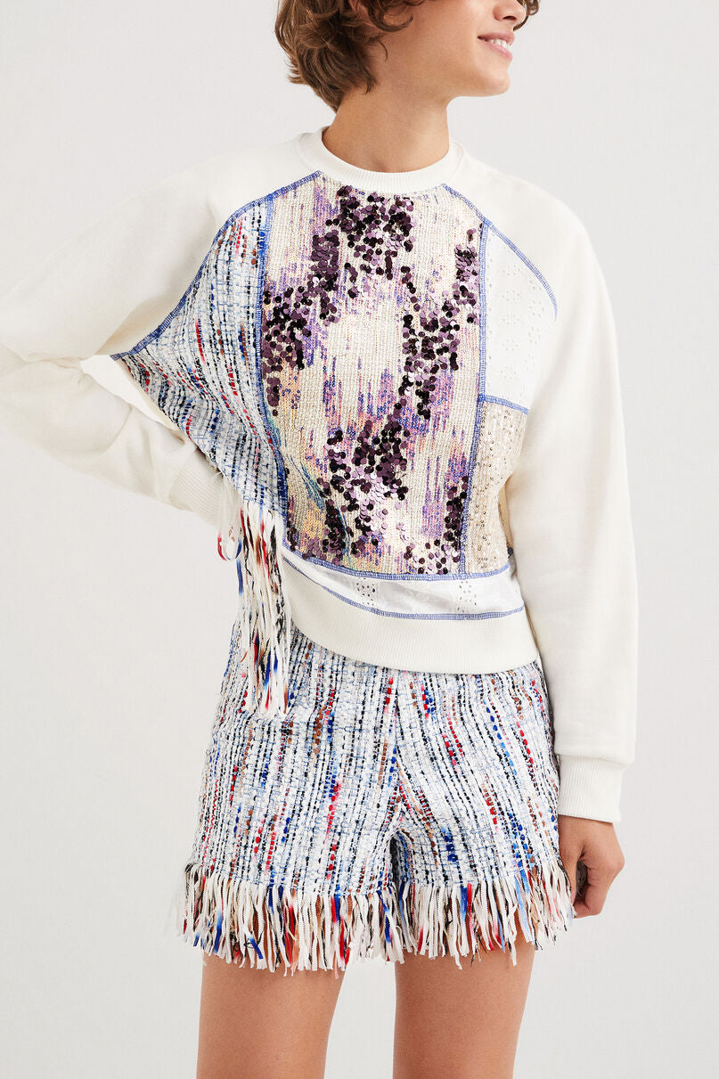 Fabric patchwork sweatshirt