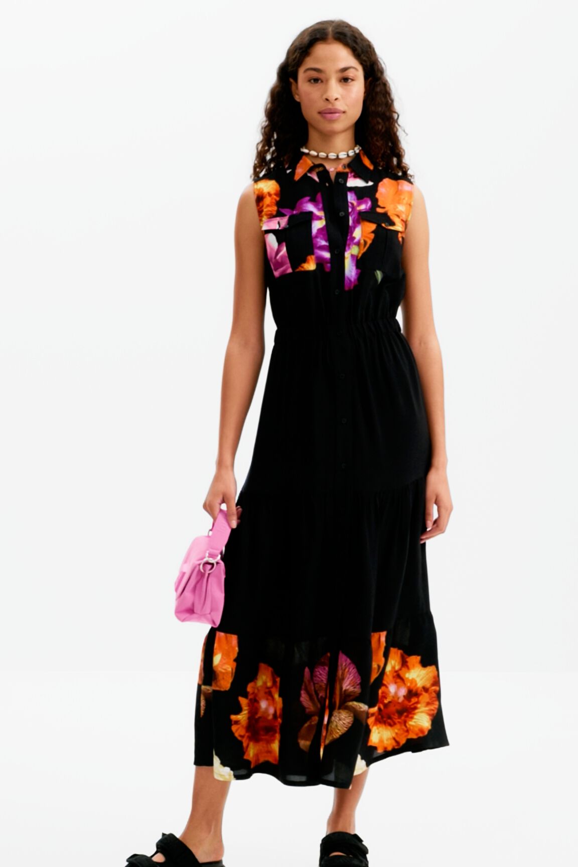 Long floral shirt dress