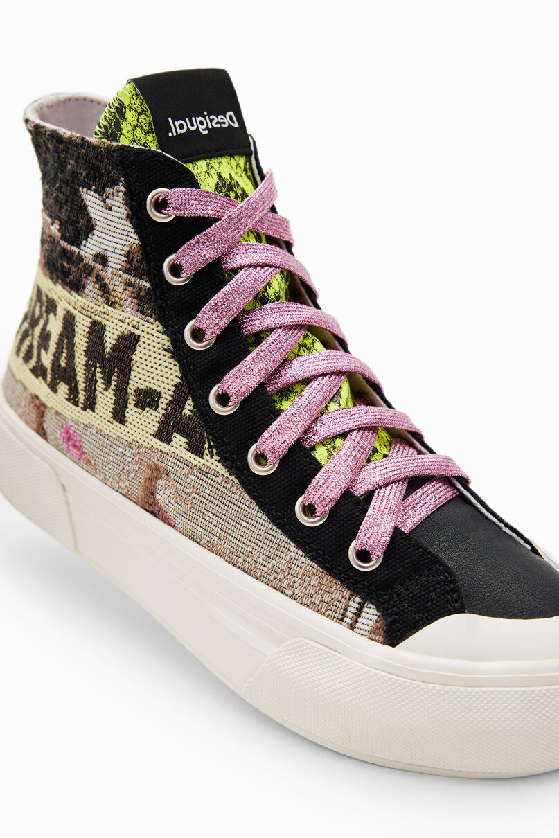 High-top patchwork sneakers