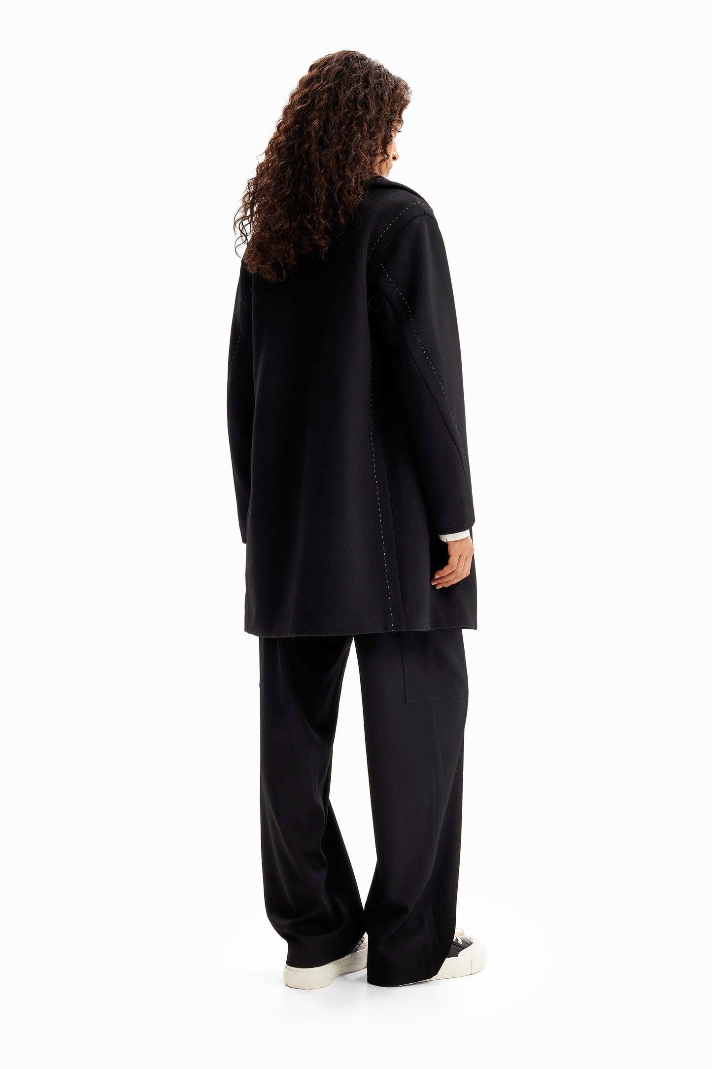 Stitching wool coat