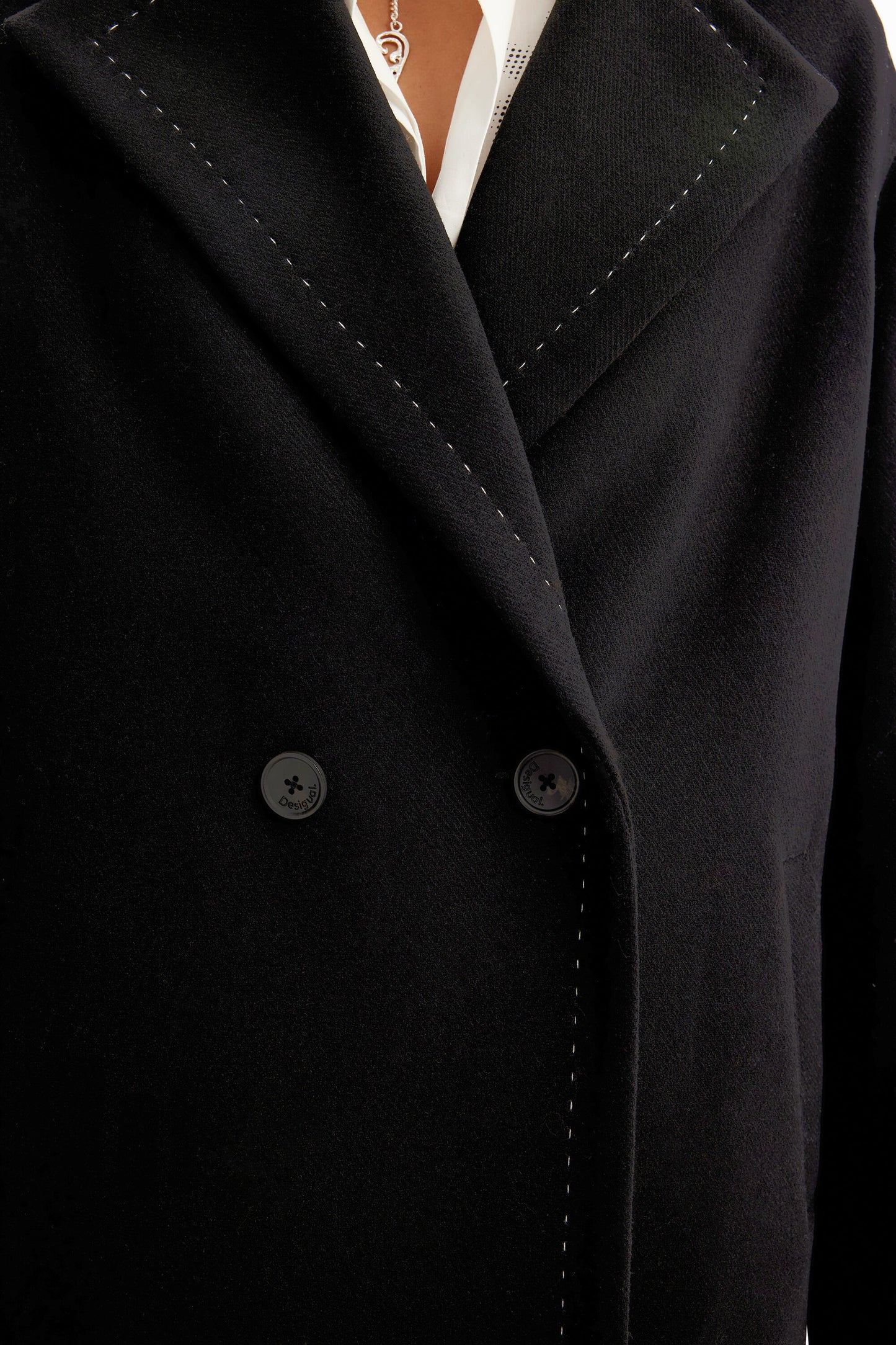 Stitching wool coat