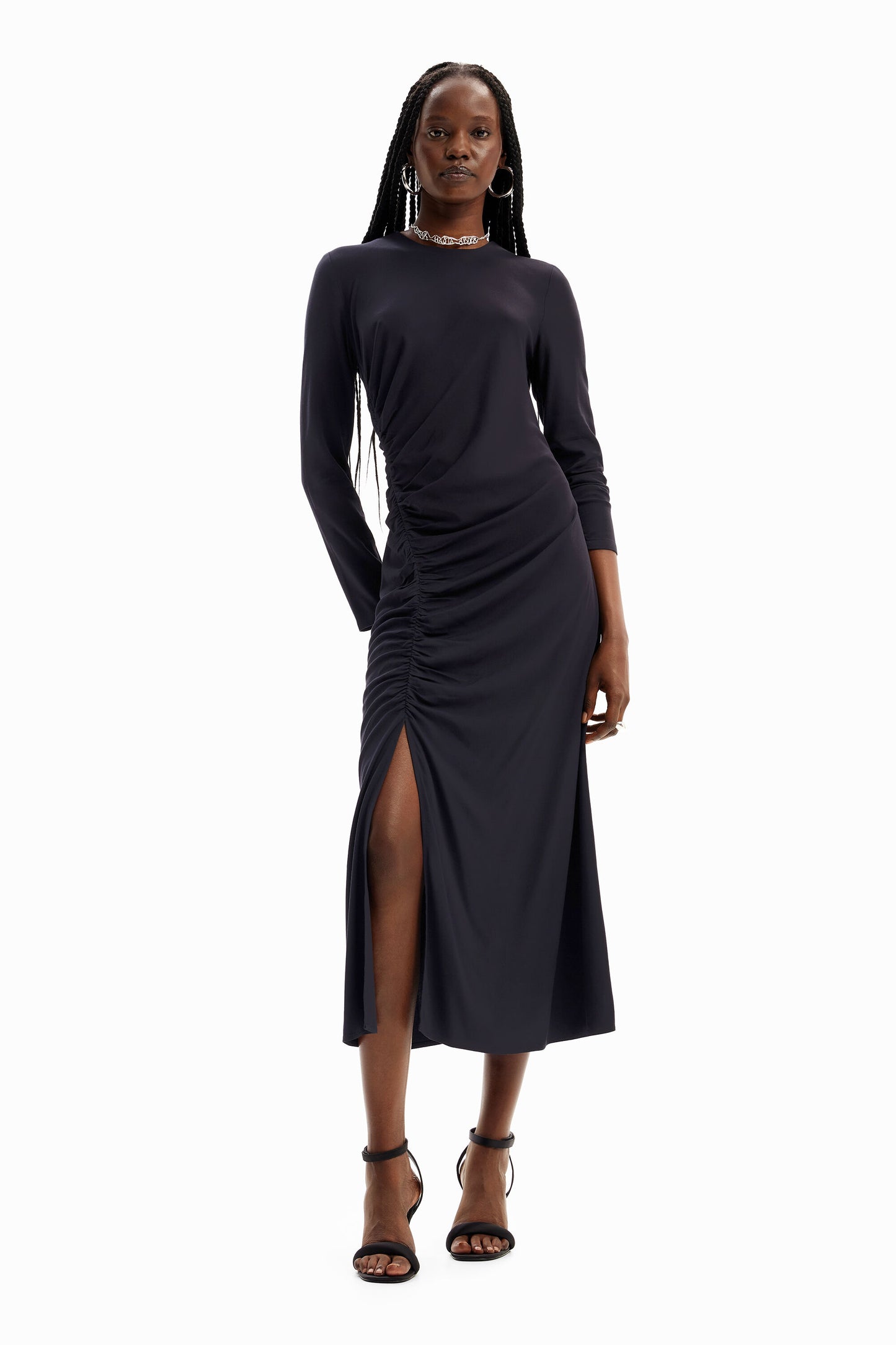 Gathered midi dress