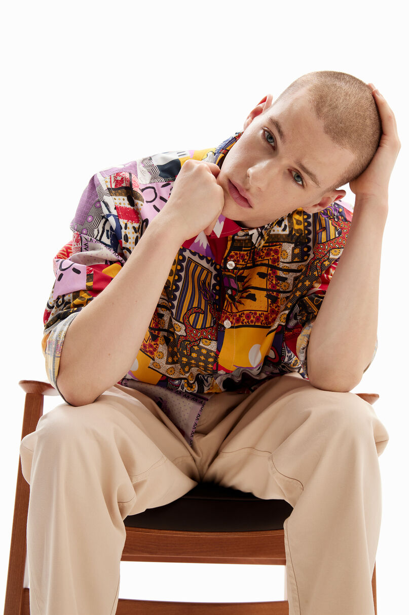 Patchwork poplin shirt