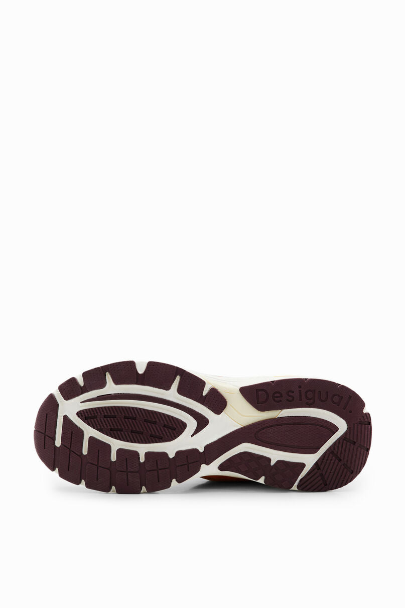 Patchwork split leather running sneakers