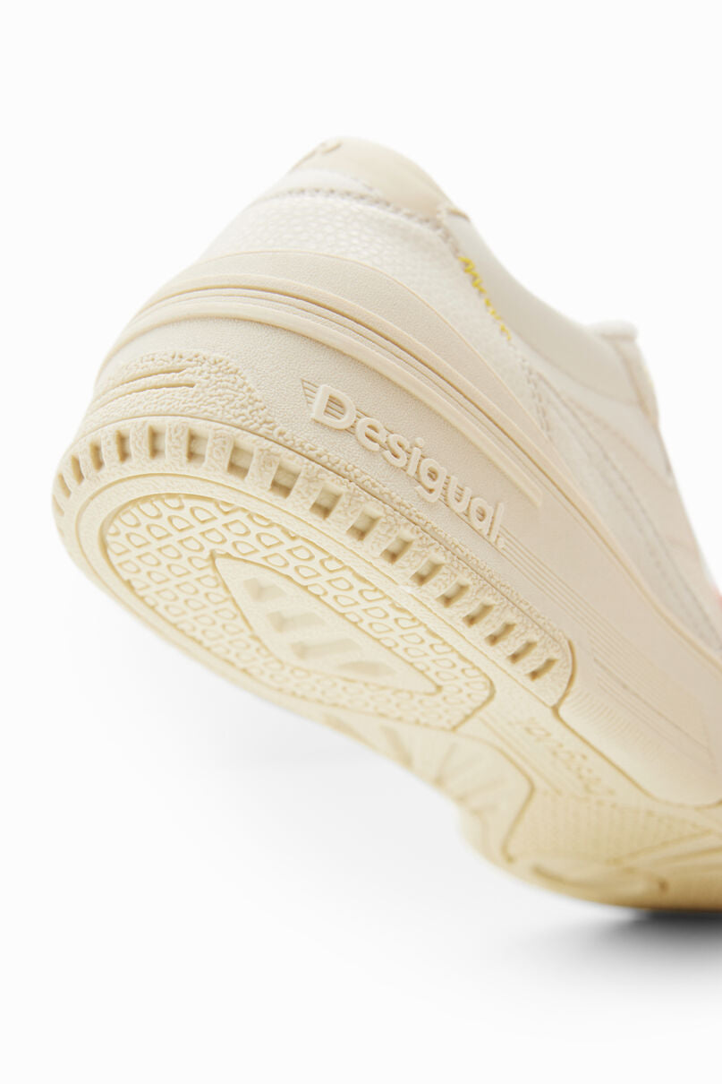 Retro patchwork split leather sneakers