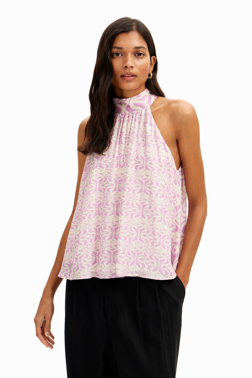 Halter border blouse