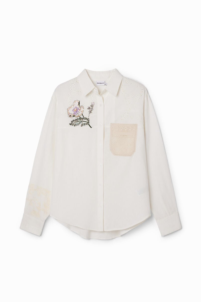 Crochet linen shirt