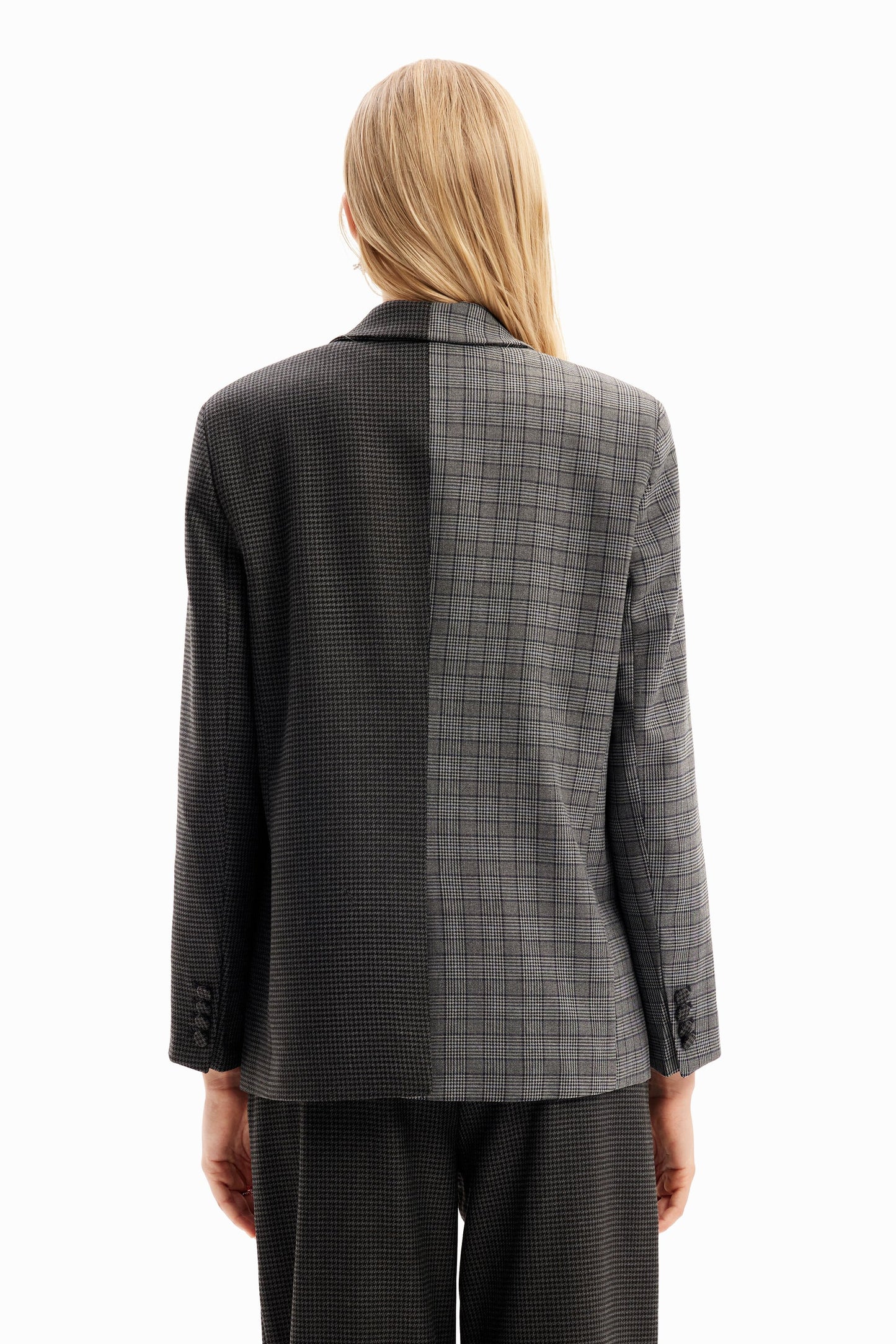 Straight houndstooth patch blazer