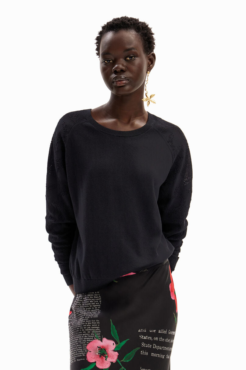 Textured floral pullover