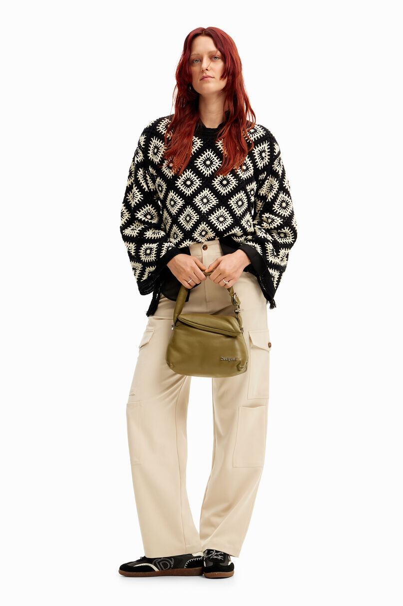 Crochet jumper with geometric patterns