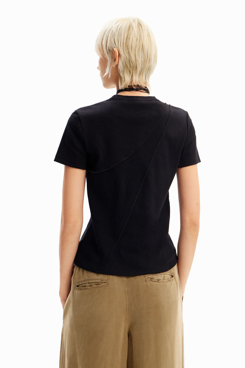 Ribbed patchwork T-shirt