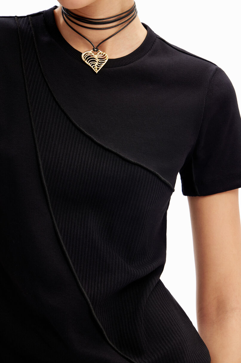 Ribbed patchwork T-shirt
