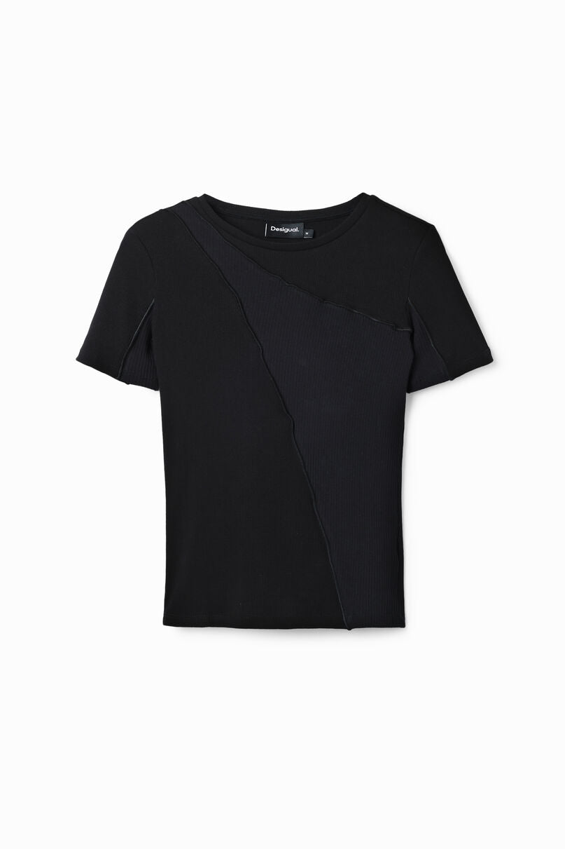 Ribbed patchwork T-shirt