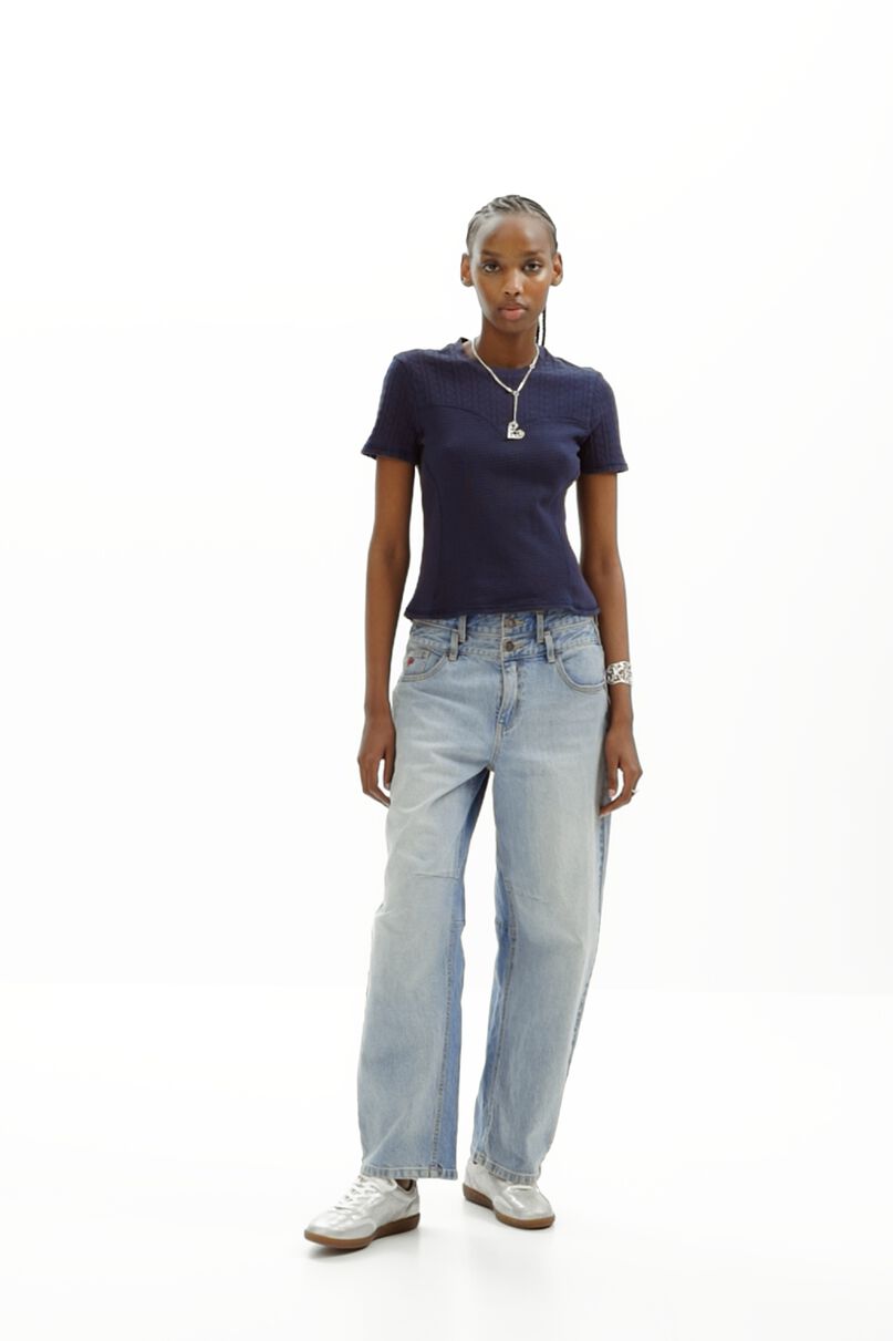 Patchwork openwork T-shirt