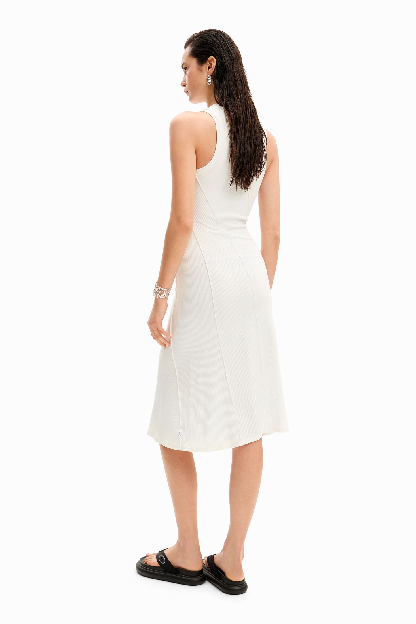 Ribbed patchwork midi dress