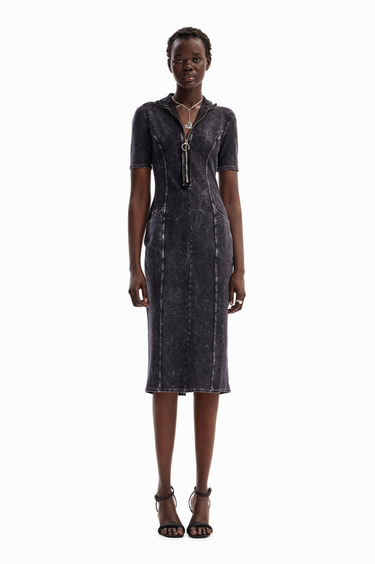 Gradient denim midi dress