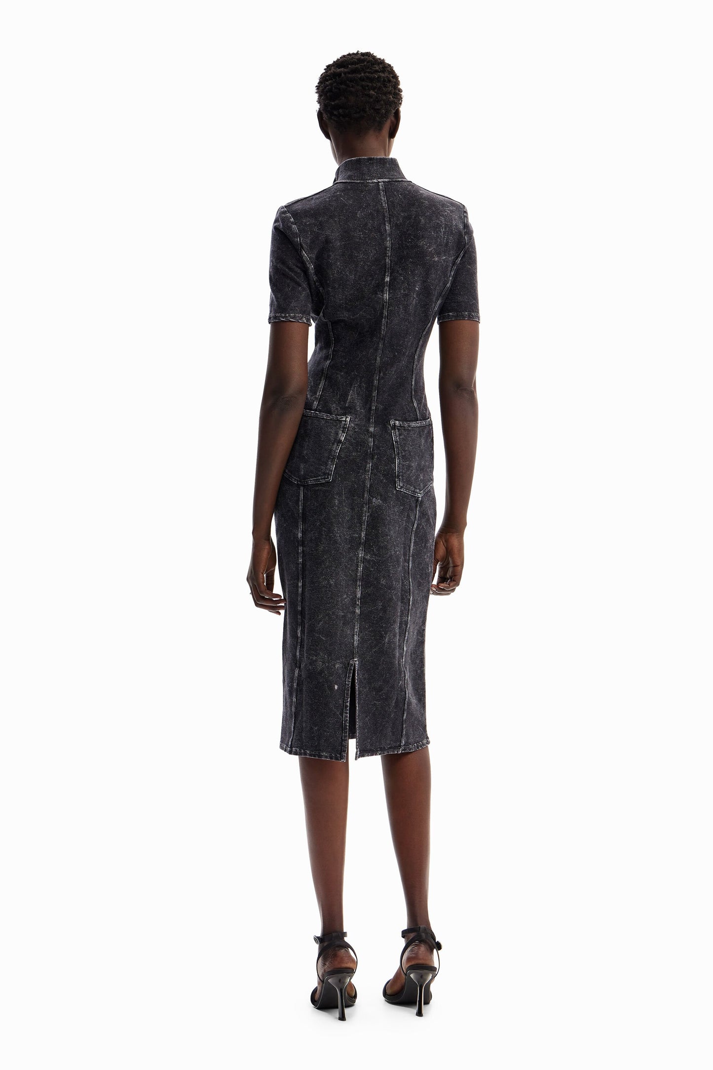 Gradient denim midi dress