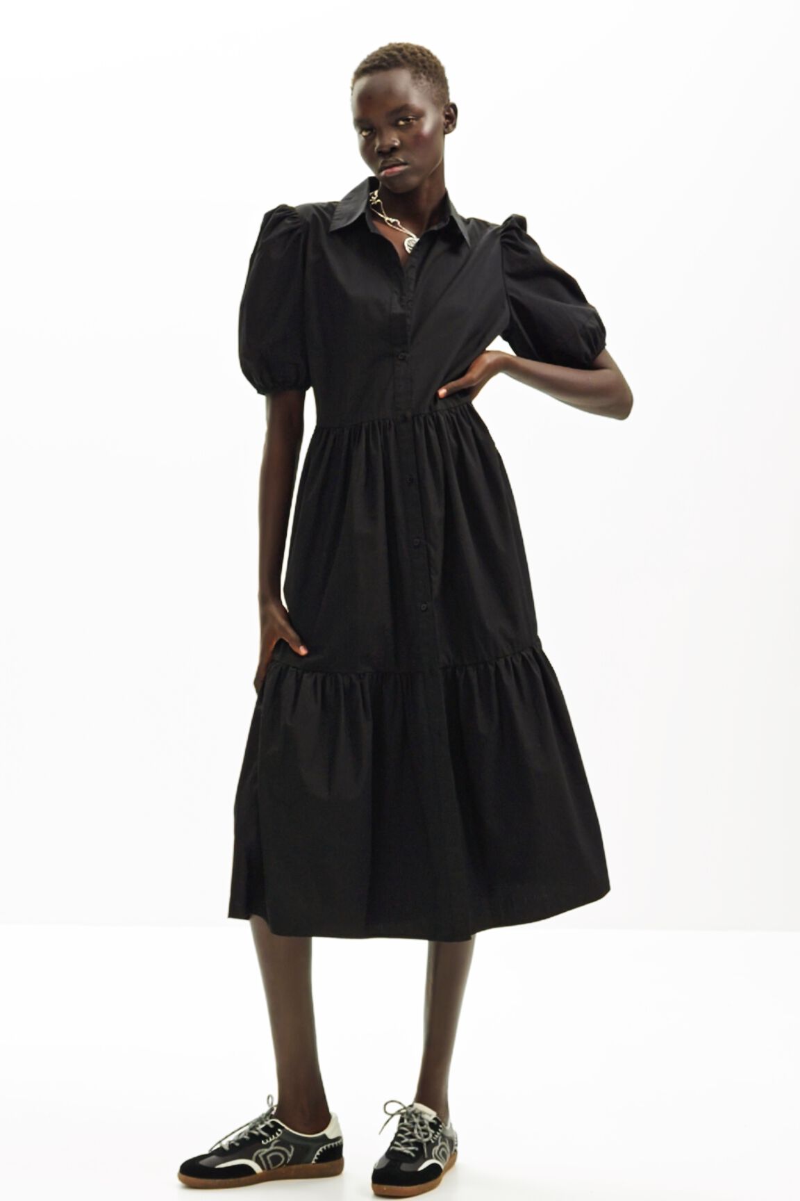 Poplin midi shirt dress
