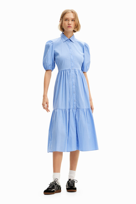 Striped midi shirt dress