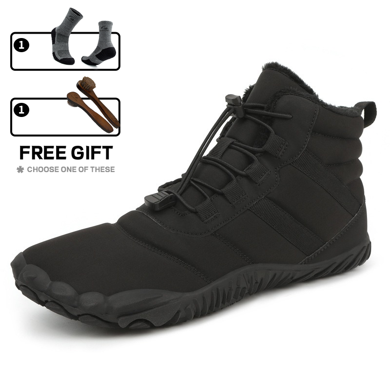 Men's Warm Fleece Barefoot Boots Wide Toe Orthopedic Support Snow Boots Waterproof Non-Slip Winter Boots
