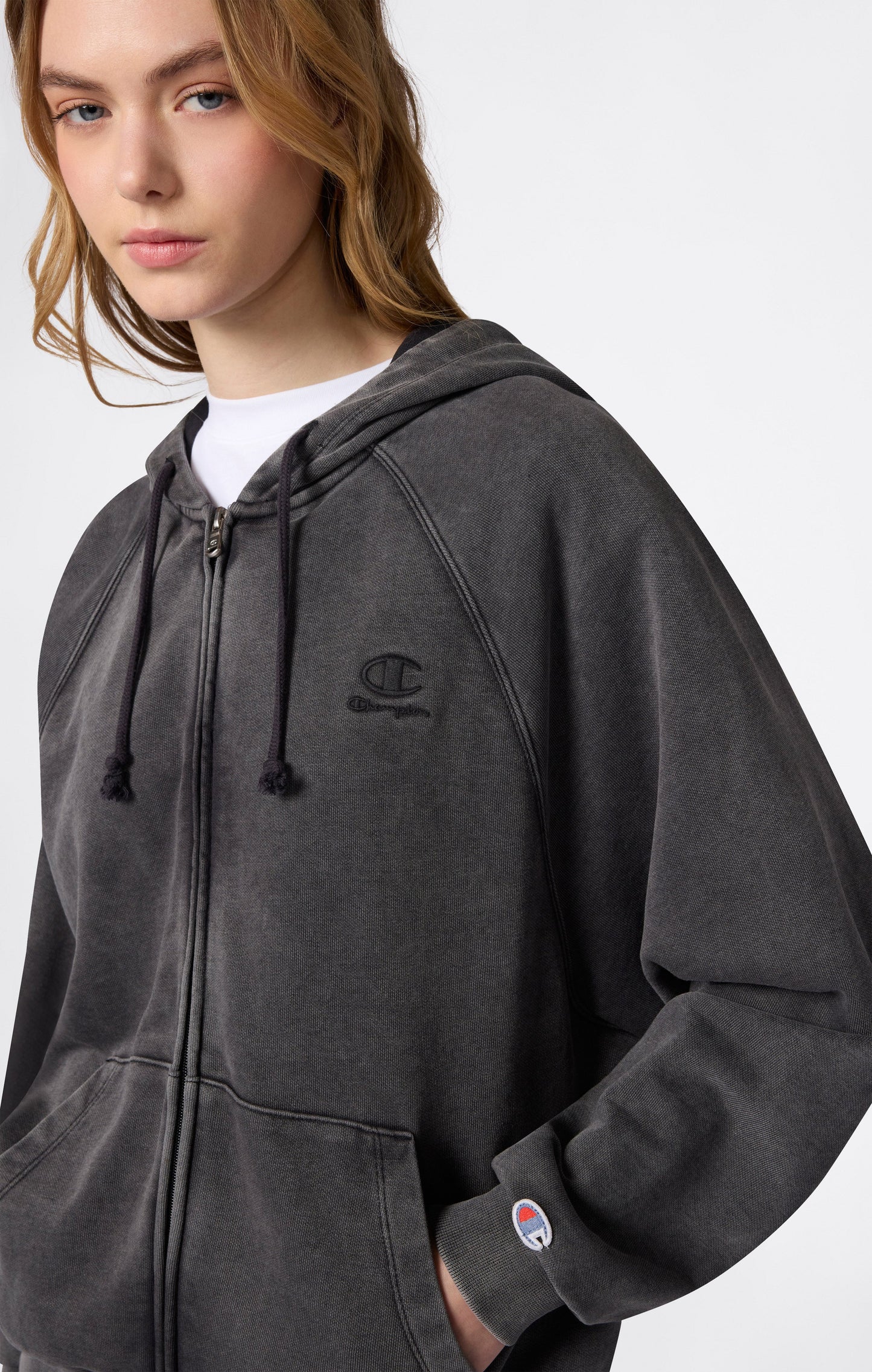 Women's Washed Effect Full Zip Hoodie Icons
