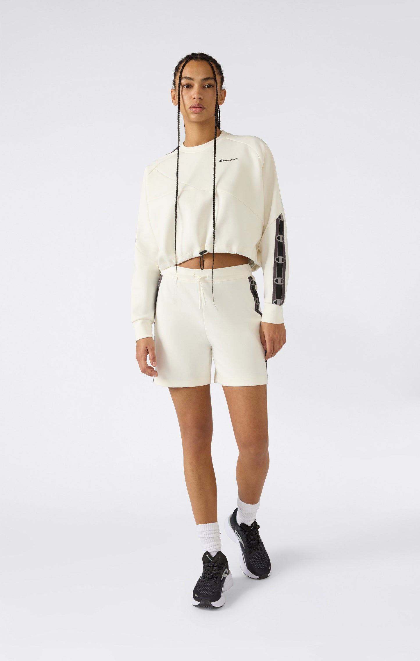 Women's Cropped Interlock Crewneck Sweatshirt with Tape Logo