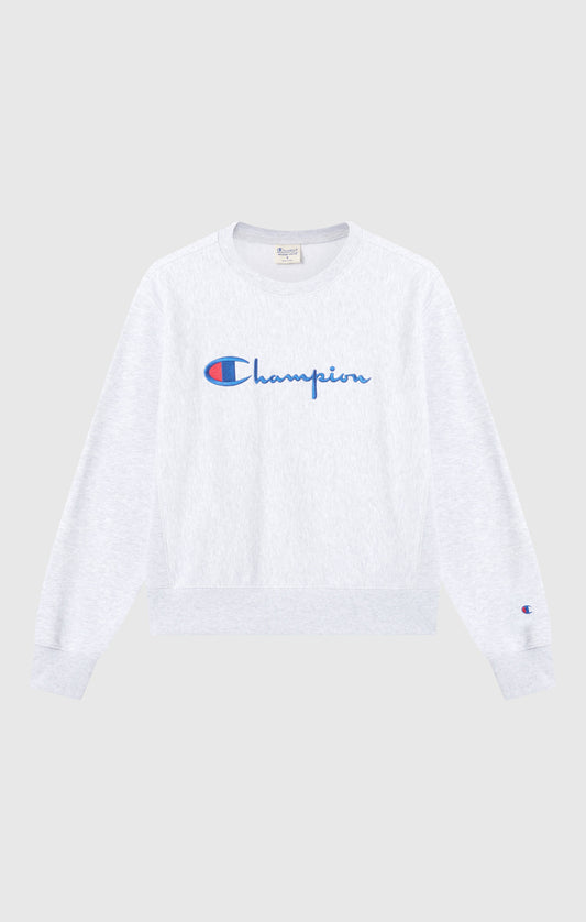 Women's Lightweight Reverse Weave Crewneck Sweatshirt with Embroidered Logo