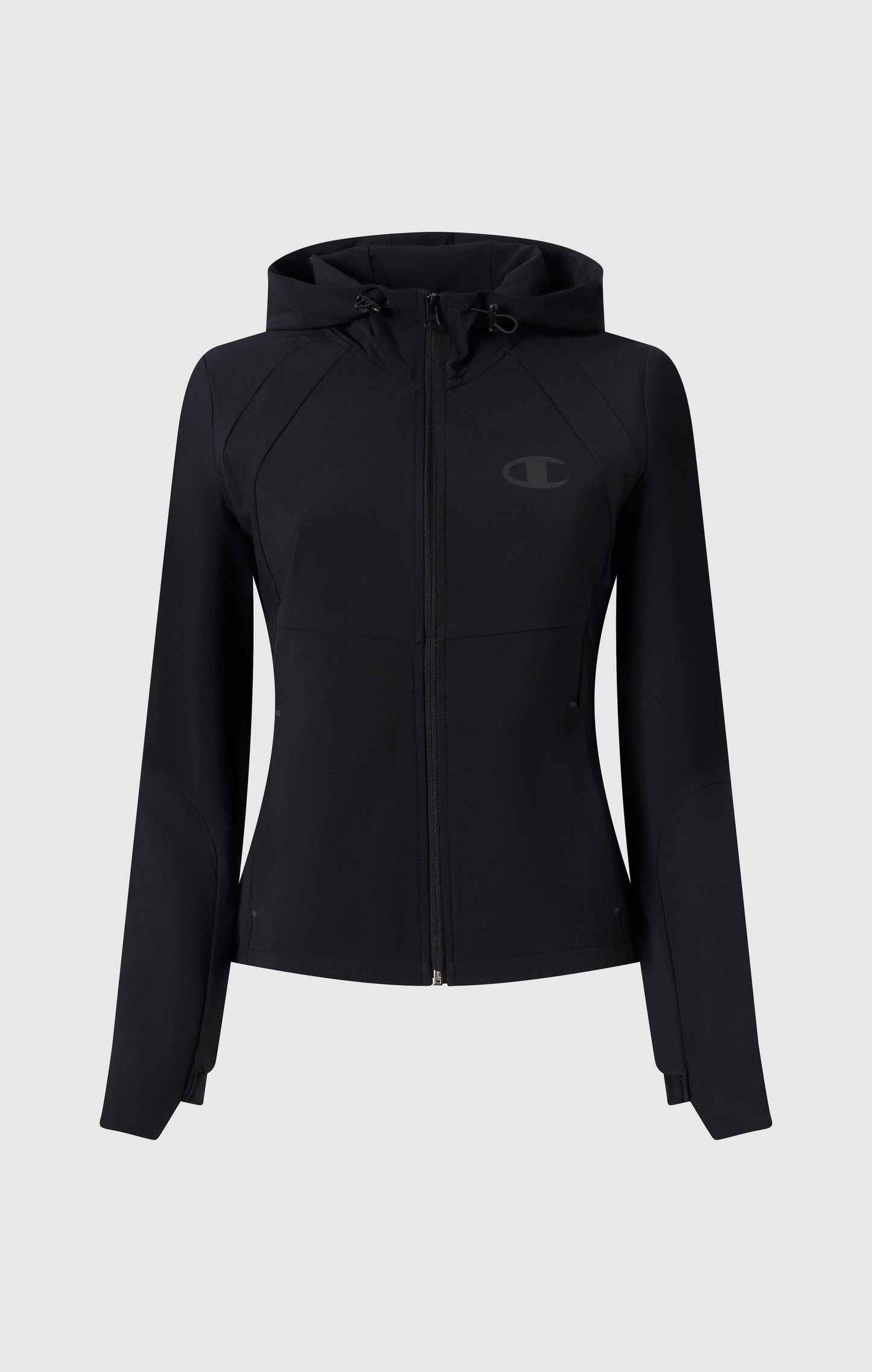 Women's Stretch Nylon Hooded Track Top Slim Fit