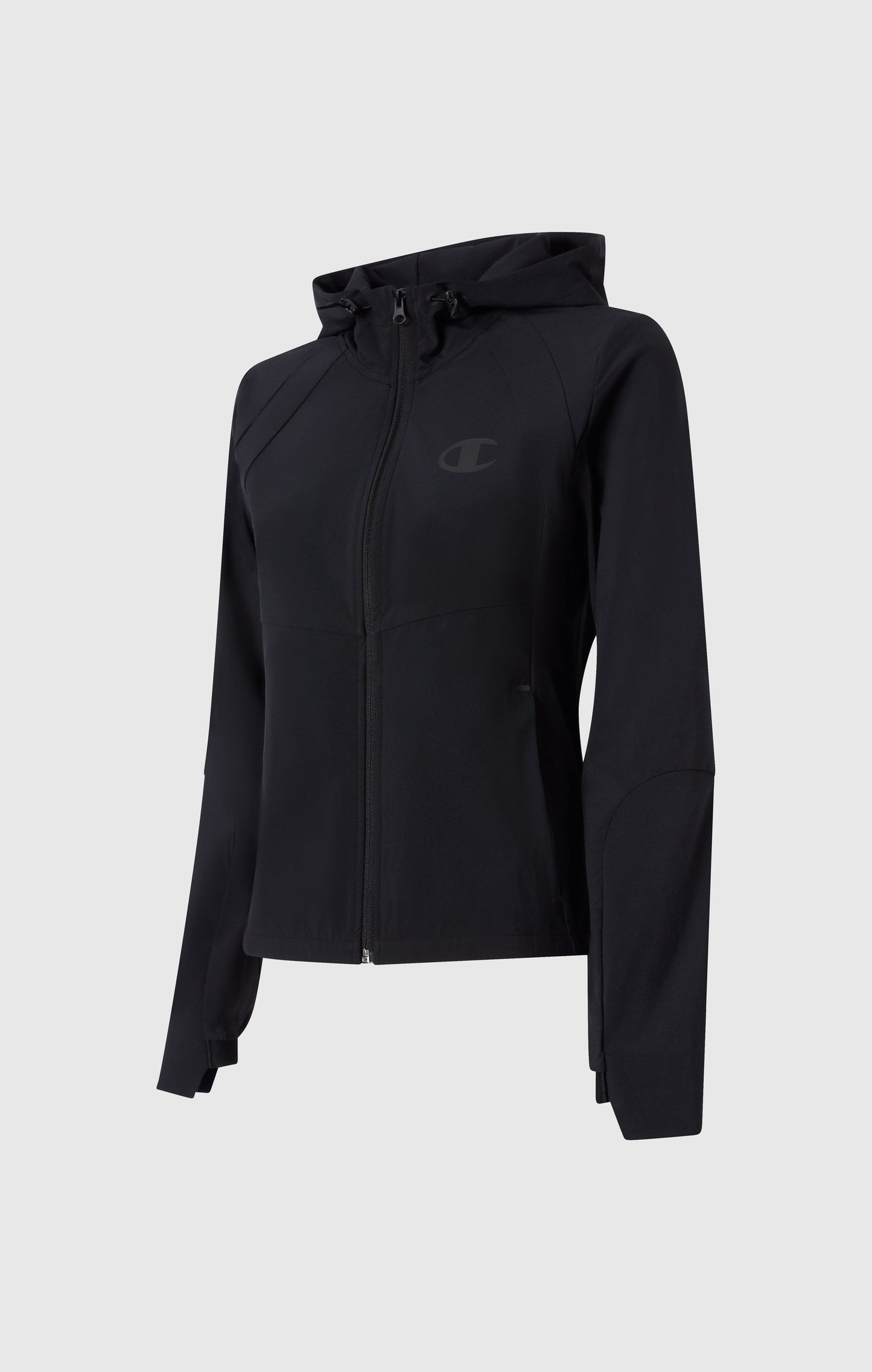 Women's Stretch Nylon Hooded Track Top Slim Fit