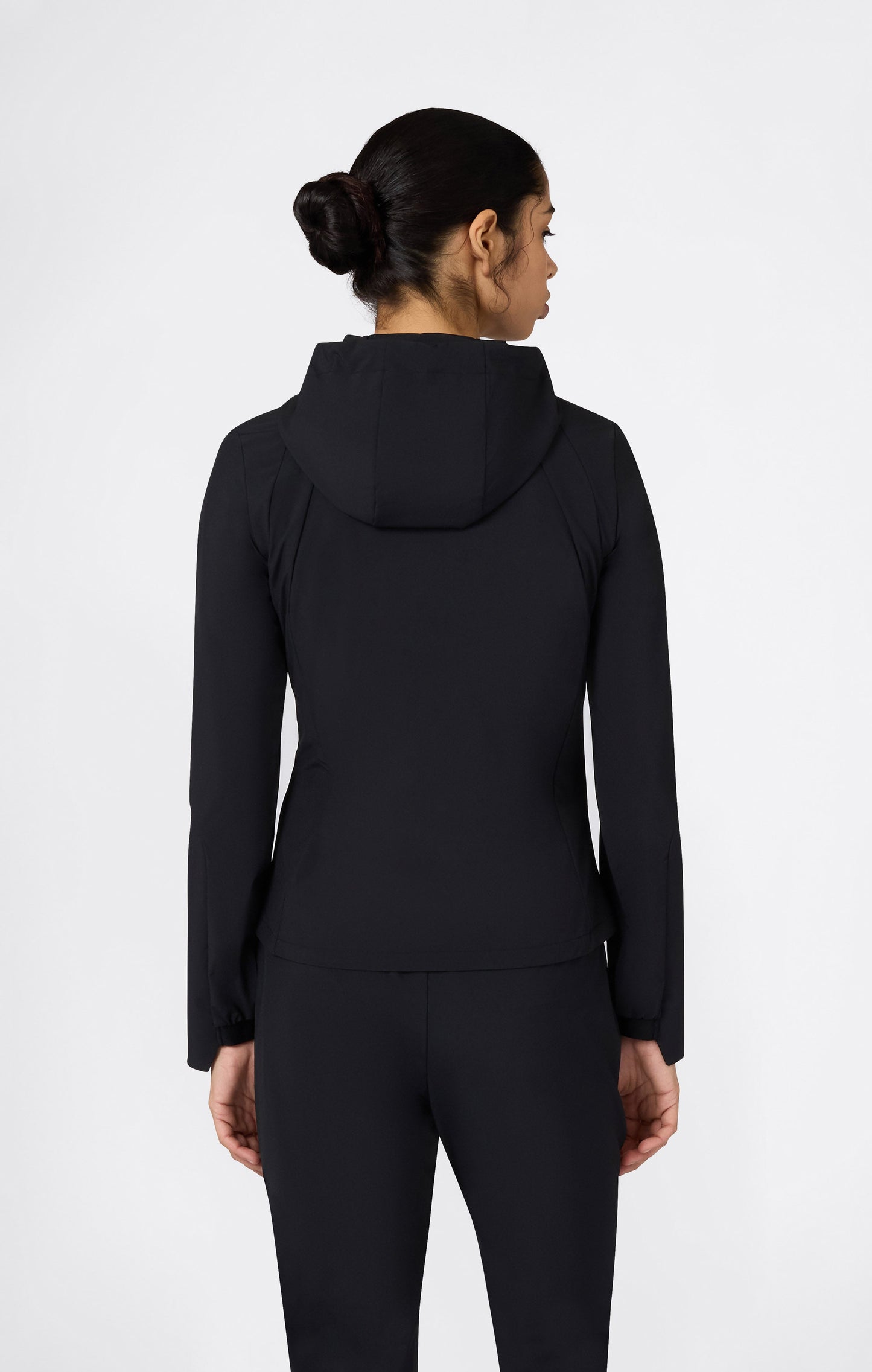 Women's Stretch Nylon Hooded Track Top Slim Fit