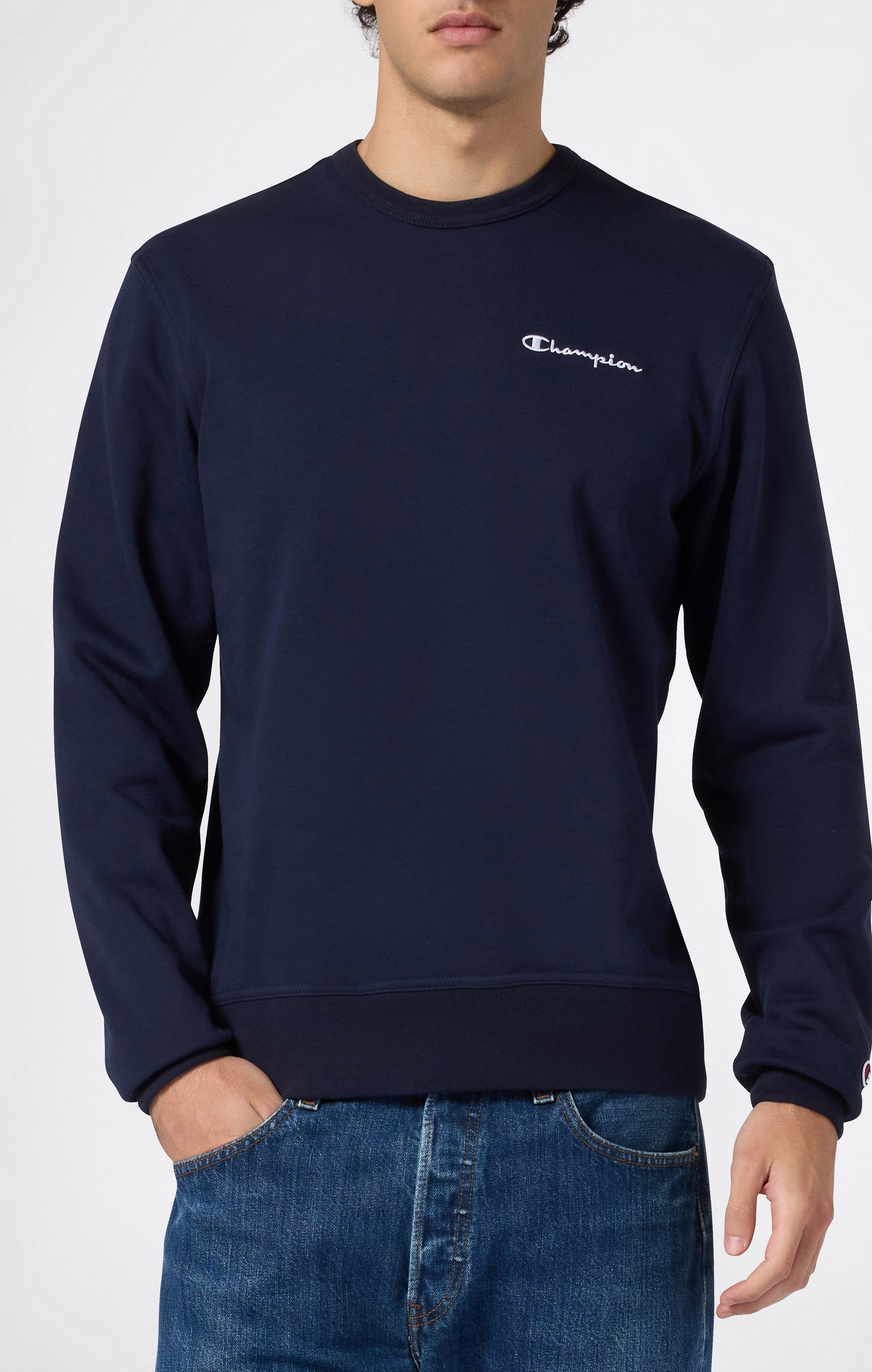 Men's Lightweight Crewneck Sweatshirt with Embroidered Logo Icons
