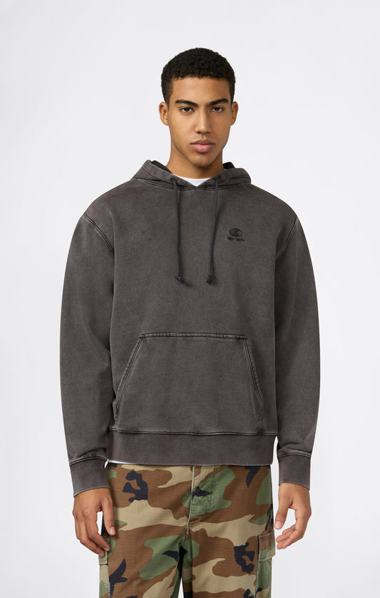 Men's Hooded Sweatshirt with Embroidered Logo and Washed Effect Icons