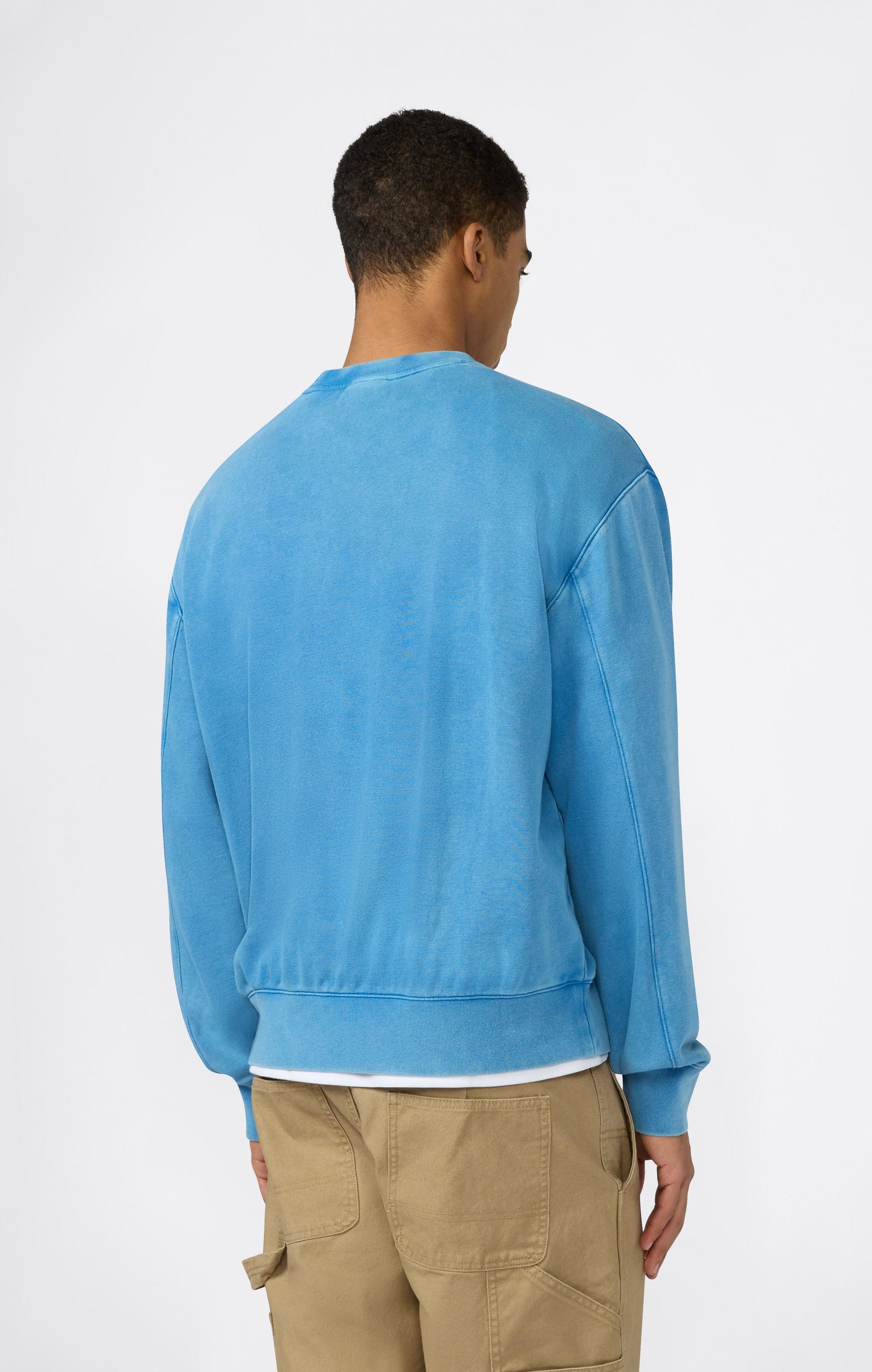 Men's Crewneck Sweatshirt with Embroidered Logo and Washed Effect Icons