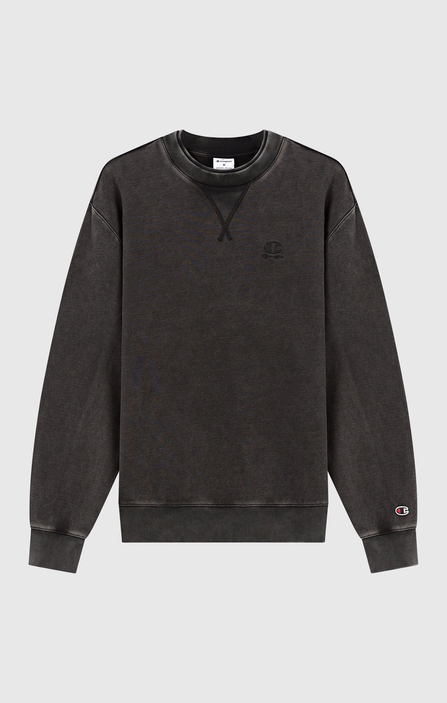 Men's Crewneck Sweatshirt with Embroidered Logo and Washed Effect Icons