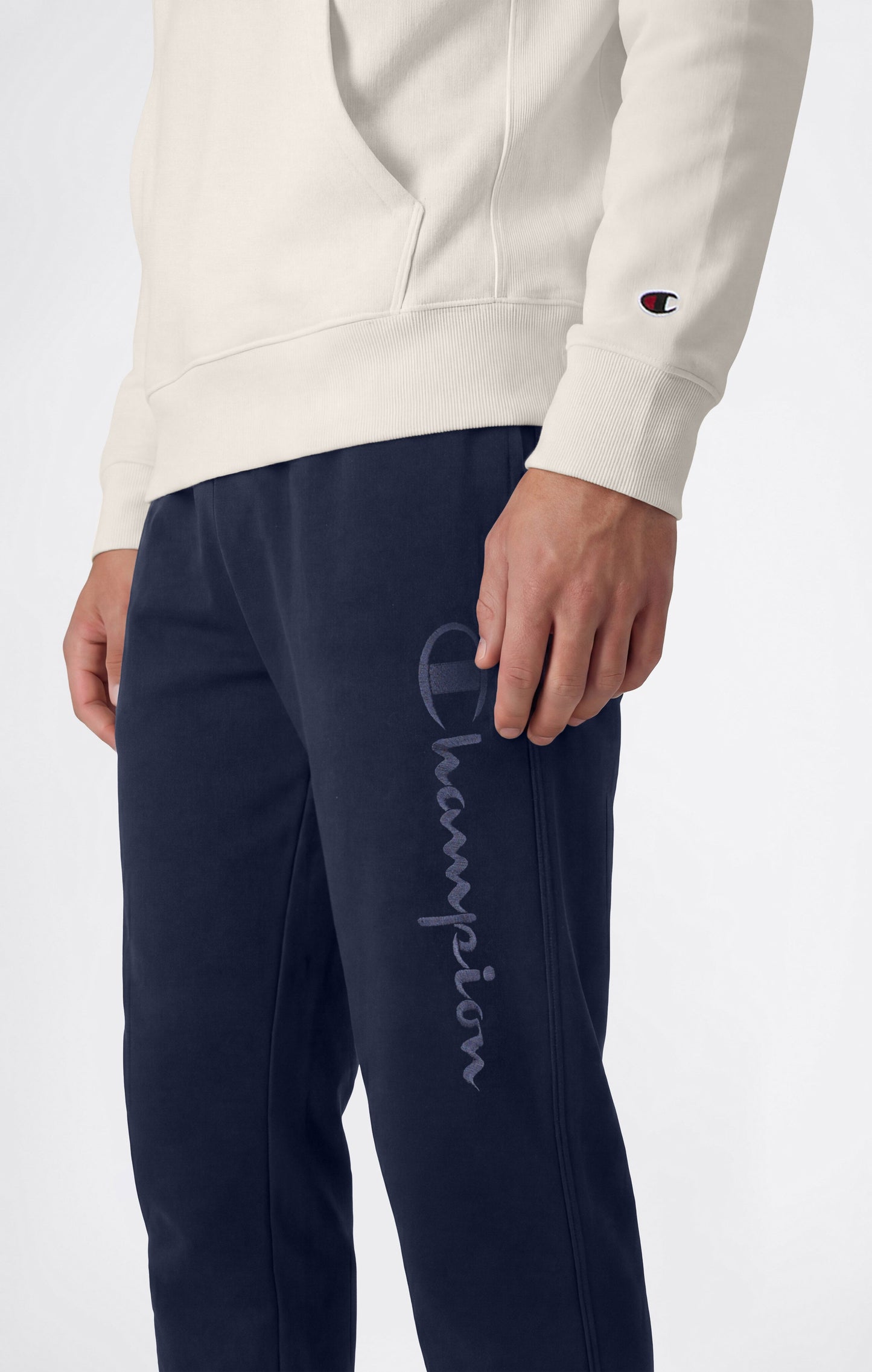 Men's Lightweight Pants with Elastic Cuffs and Tonal Maxi Embroidered Logo Icons