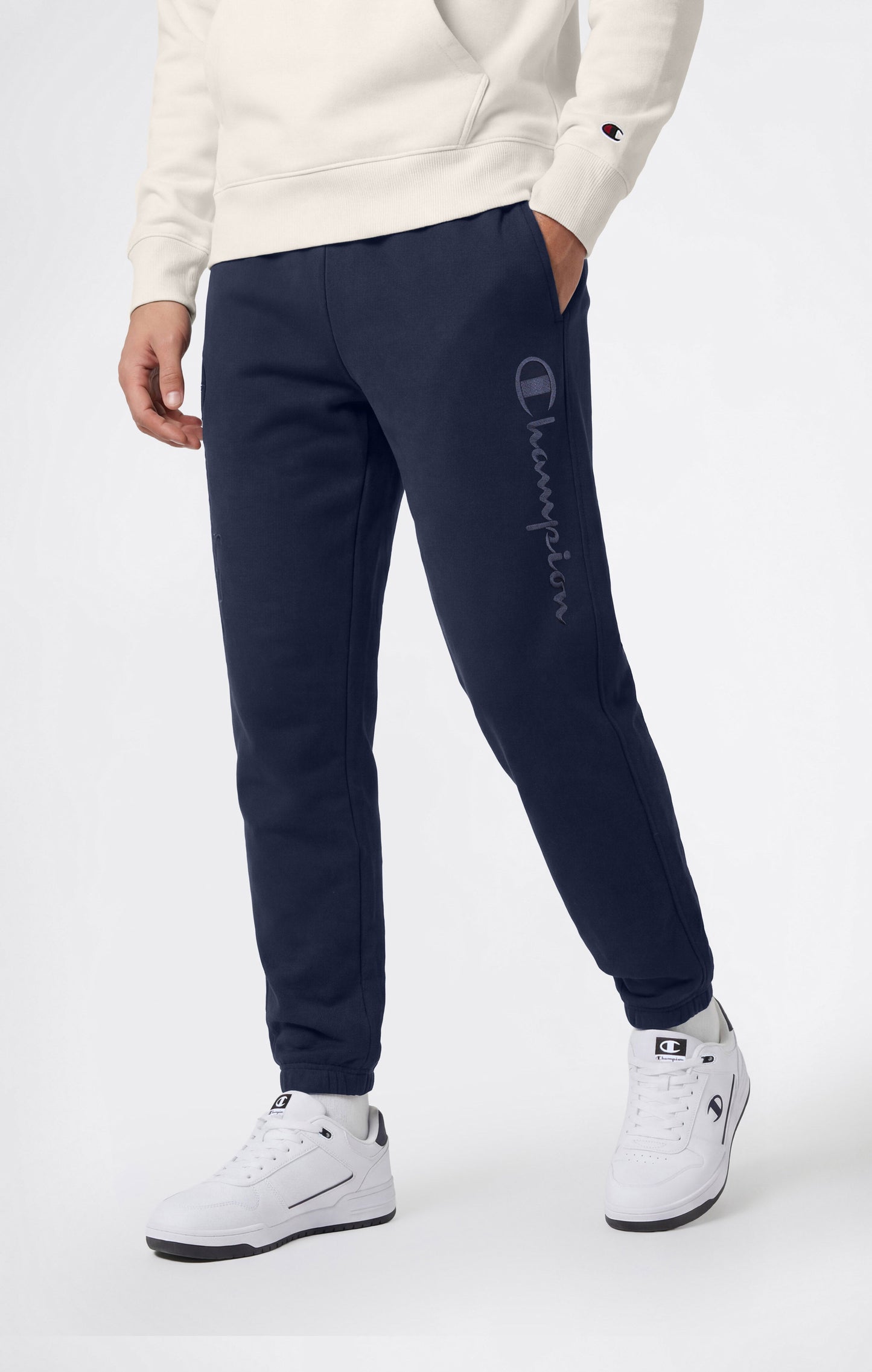 Men's Lightweight Pants with Elastic Cuffs and Tonal Maxi Embroidered Logo Icons