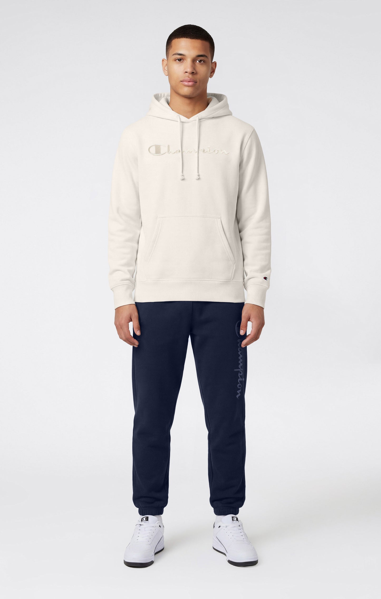 Men's Lightweight Pants with Elastic Cuffs and Tonal Maxi Embroidered Logo Icons