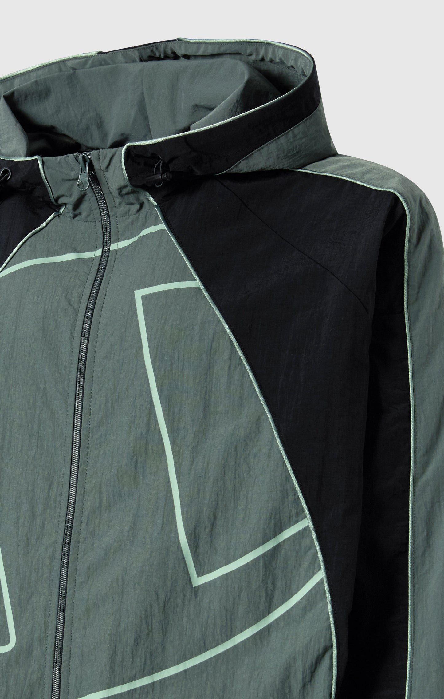 Men's Woven Nylon Full-Zip Hooded Track Top Loose Fit