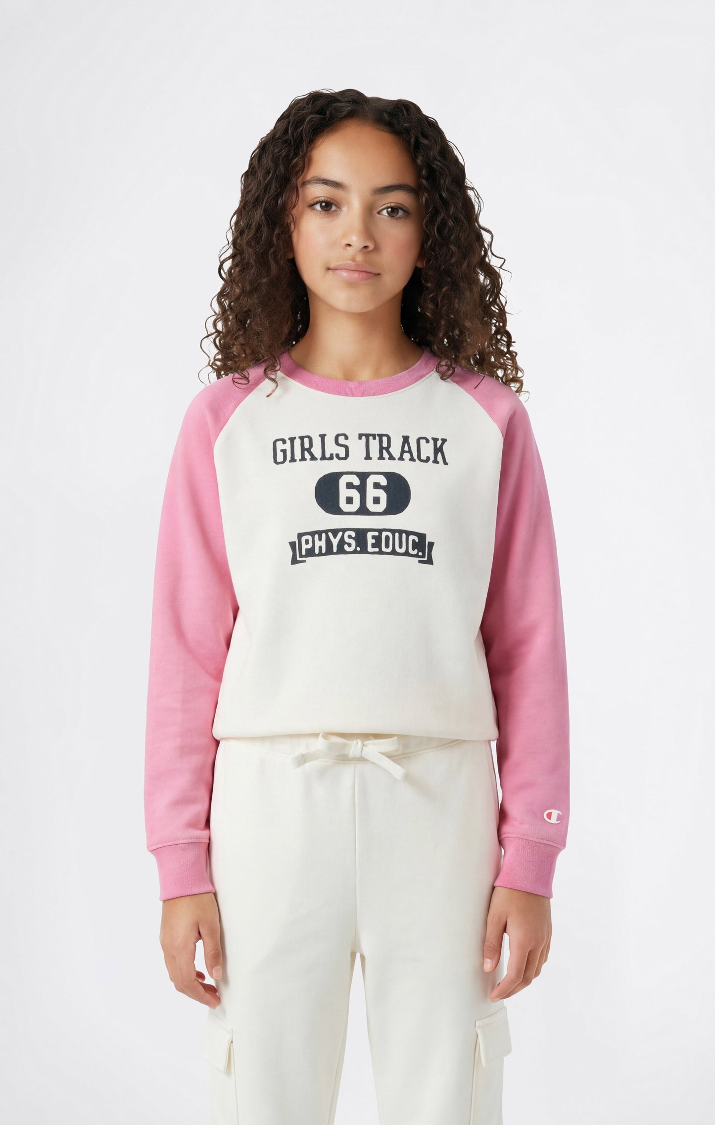 Girls' Lightweight Crewneck Sweatshirt with Graphic Icons